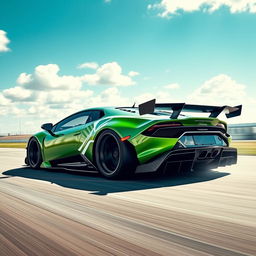 A sleek and futuristic sports car inspired by the Lamborghini Sián, featuring aggressive aerodynamic lines and a custom tuning aesthetic