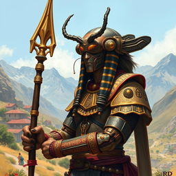 Set in a captivating avatar-like fantasy world, the scene showcases a beetlefolk humanoid, a fascinating hybrid of a scarab beetle and a human