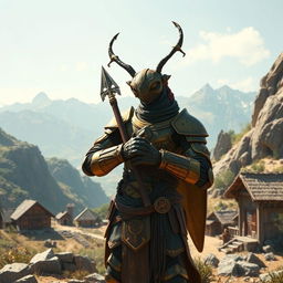 In a captivating avatar-like fantasy world, the scene reveals a small village nestled high in the mountains, providing a scenic backdrop