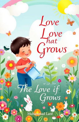 A whimsical illustration for a children's book titled 'The Love That Grows' by Muhammad Latif