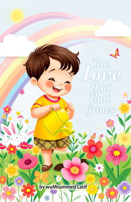A whimsical illustration for a children's book titled 'The Love That Grows' by Muhammad Latif