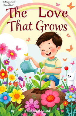 A whimsical illustration for a children's book titled 'The Love That Grows' by Muhammad Latif