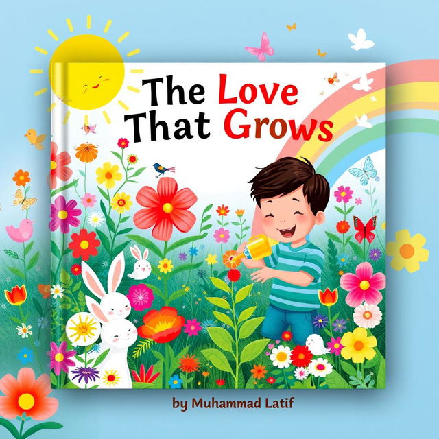 A square book cover design for a children's book titled 'The Love That Grows' by Muhammad Latif