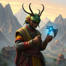 In a mesmerizing avatar-like fantasy world, the scene captures a small village nestled amidst towering mountains, creating a breathtaking backdrop