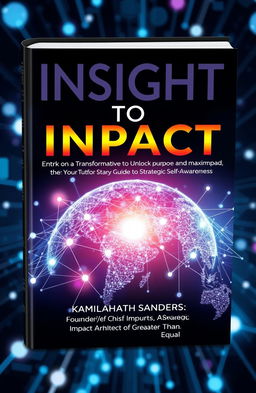 A futuristic book cover featuring a global network of interconnected nodes representing the theme of AI and transformation