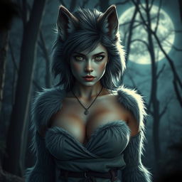 A striking transformation of a young 13-year-old boy with green eyes into a hot female werewolf