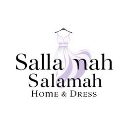A stylish and modern logo design for 'Salamah Home Dress' that prominently features the image of a beautiful home dress (daster)