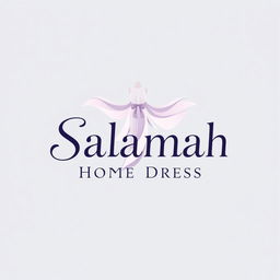 A stylish and modern logo design for 'Salamah Home Dress' that prominently features the image of a beautiful home dress (daster)