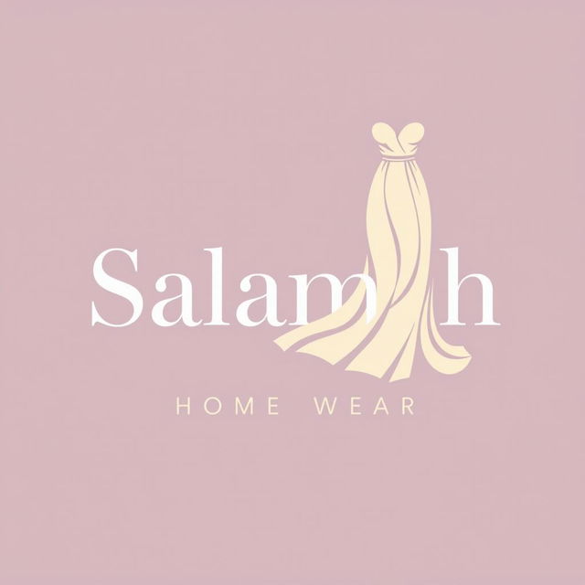 A sophisticated logo design for 'Salamah Home Wear' that prominently features an elegant home dress (daster)