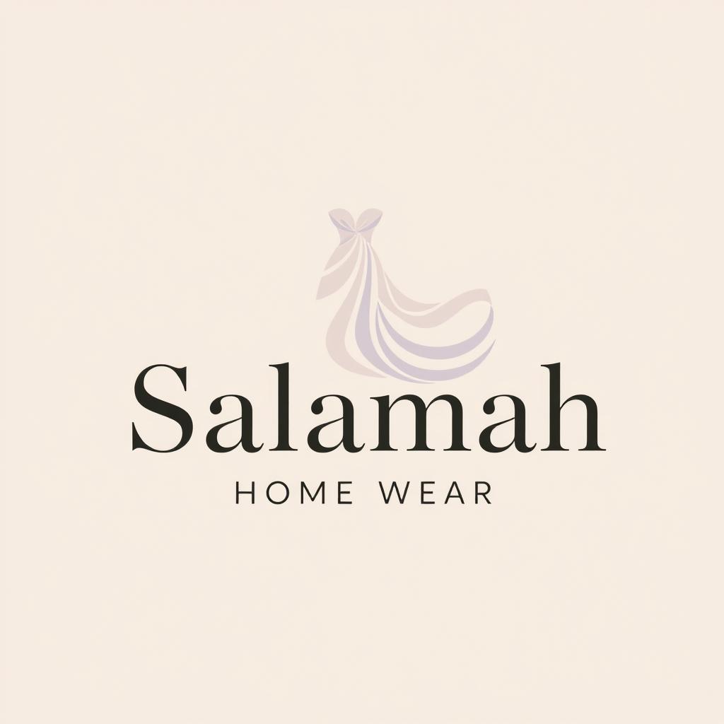 A sophisticated logo design for 'Salamah Home Wear' that prominently features an elegant home dress (daster)