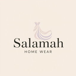 A sophisticated logo design for 'Salamah Home Wear' that prominently features an elegant home dress (daster)