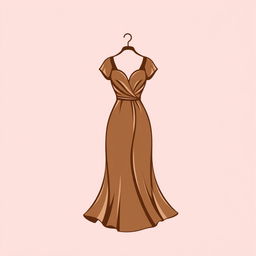 A stylish and elegant logo design featuring a beautiful illustration of a home dress (daster) in a rich brown color