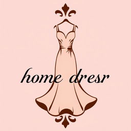 A stylish and elegant logo design featuring a beautiful illustration of a home dress (daster) in a rich brown color