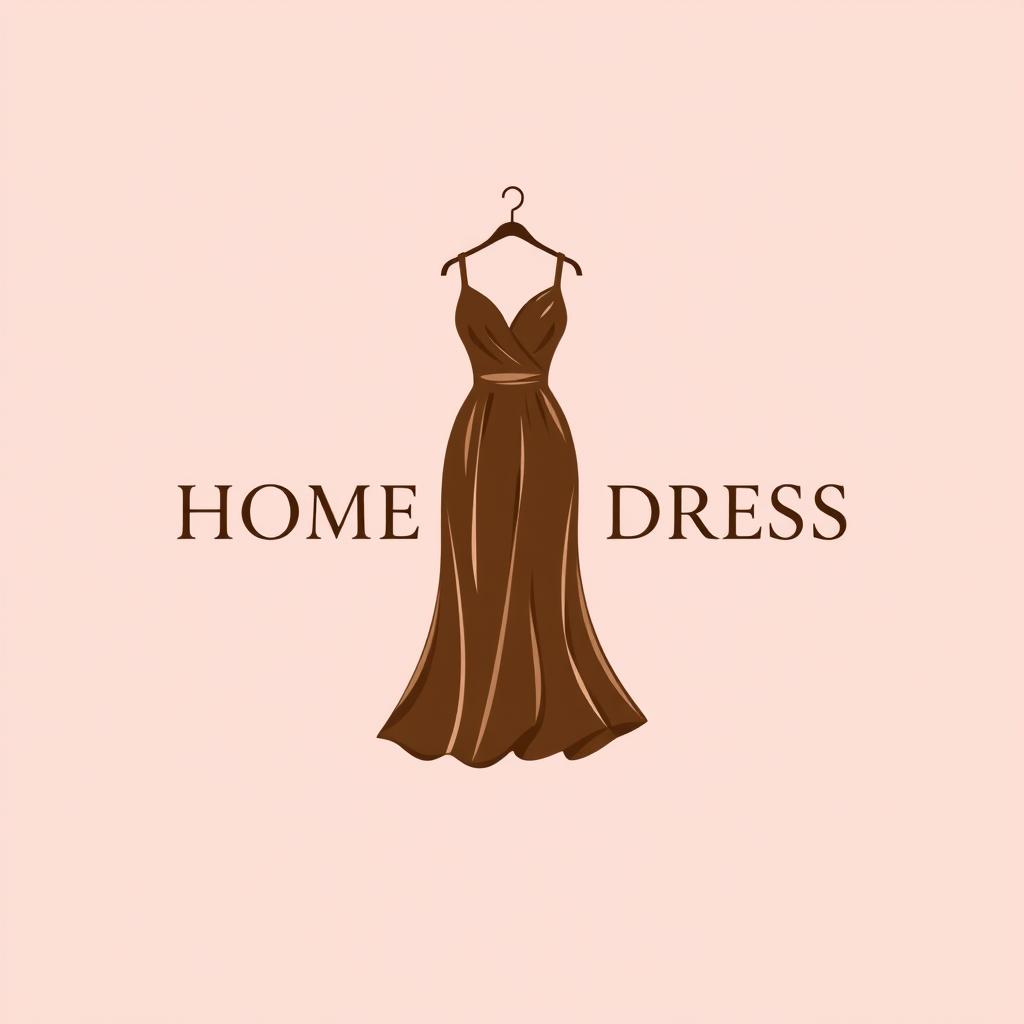 A refined logo design featuring an elegant and perfect home dress (daster) illustrated in a rich brown color