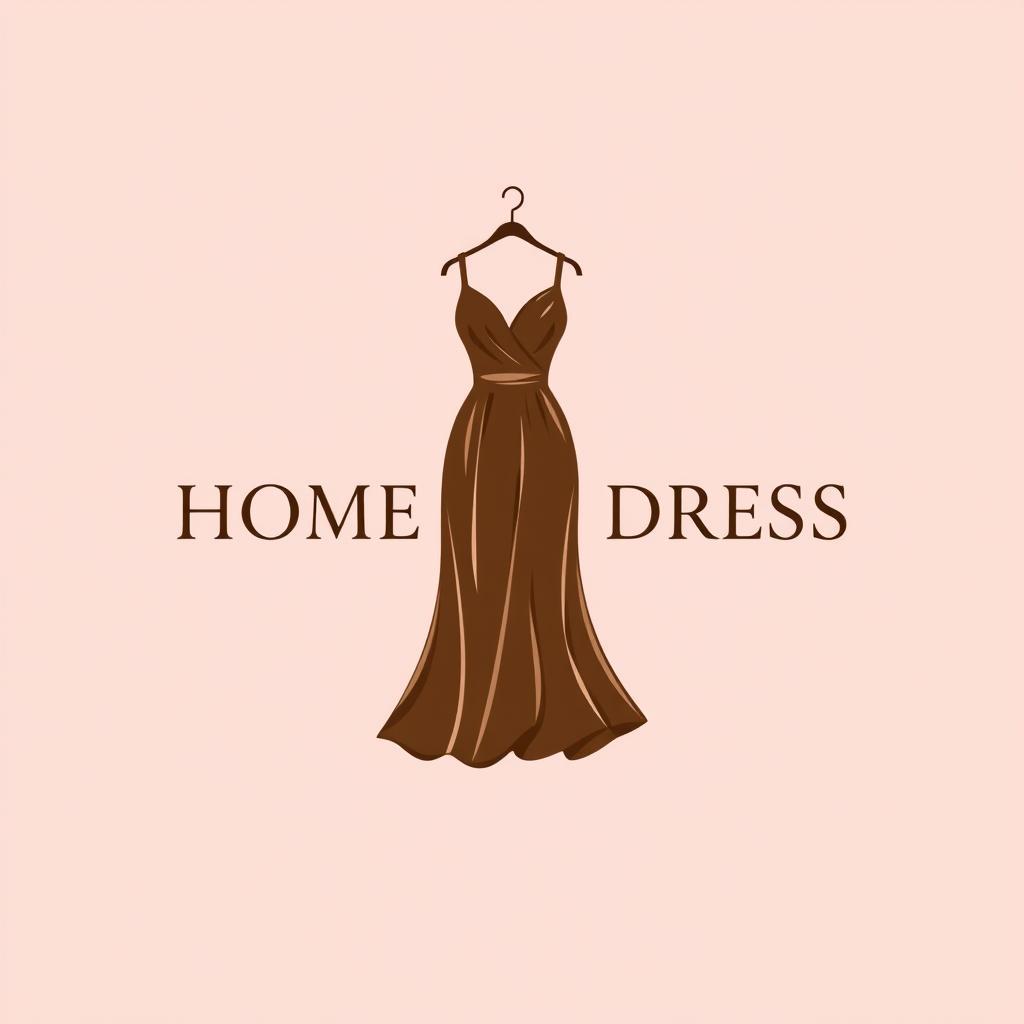 A refined logo design featuring an elegant and perfect home dress (daster) illustrated in a rich brown color