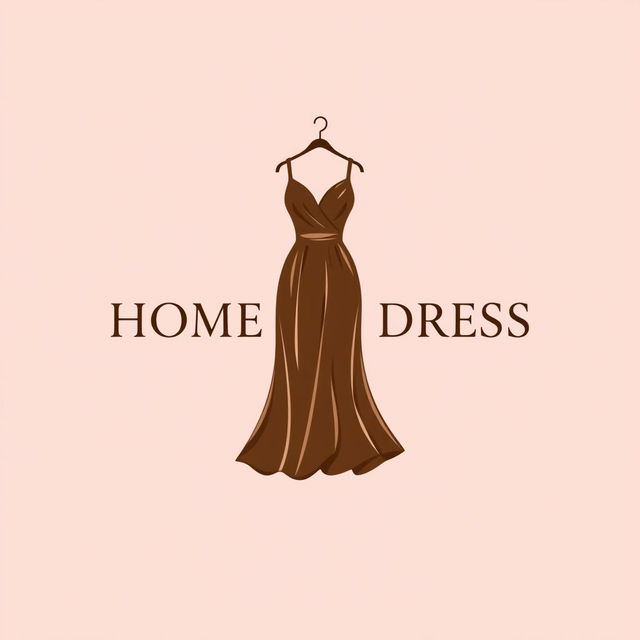 A refined logo design featuring an elegant and perfect home dress (daster) illustrated in a rich brown color