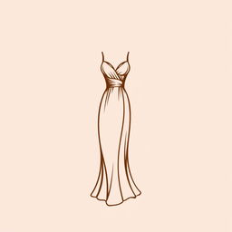 A refined logo design featuring an elegant and perfect home dress (daster) illustrated in a rich brown color