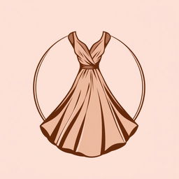 A refined logo design featuring an elegant and perfect home dress (daster) illustrated in a rich brown color