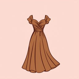 A refined logo design featuring an elegant and perfect home dress (daster) illustrated in a rich brown color