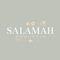 Aesthetic typography design of the words "SALAMAH HOMEWEAR" in a stylish and modern font