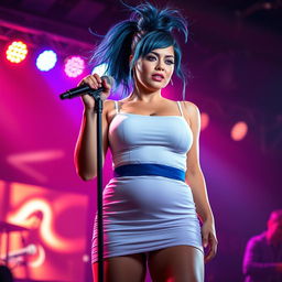 A stunningly beautiful and very tall Caucasian woman, approximately 32 years old, boasting an hourglass figure and very white skin
