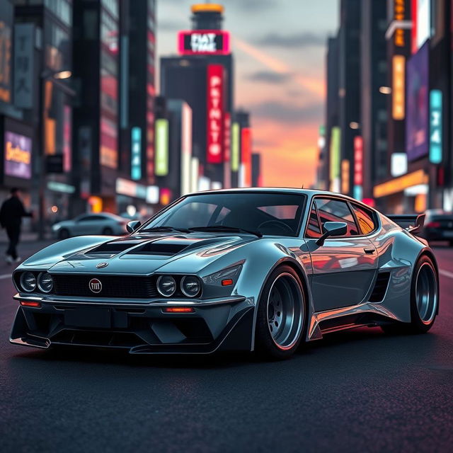 A futuristic Fiat X1/9, envisioned as a sleek and modern coupe from the future