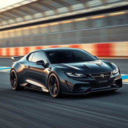 A futuristic Saab 2-door coupe featuring a stunning carbon paint finish