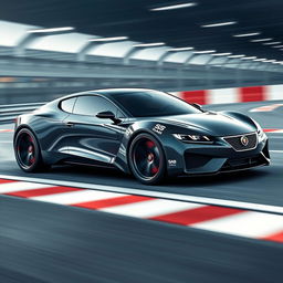 A futuristic Saab 2-door coupe featuring a stunning carbon paint finish