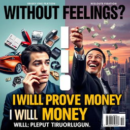 A thought-provoking magazine cover featuring the title 'Without Feelings? I Will Prove It Through Money'
