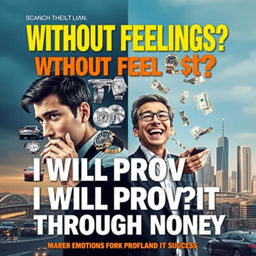 A thought-provoking magazine cover featuring the title 'Without Feelings? I Will Prove It Through Money'
