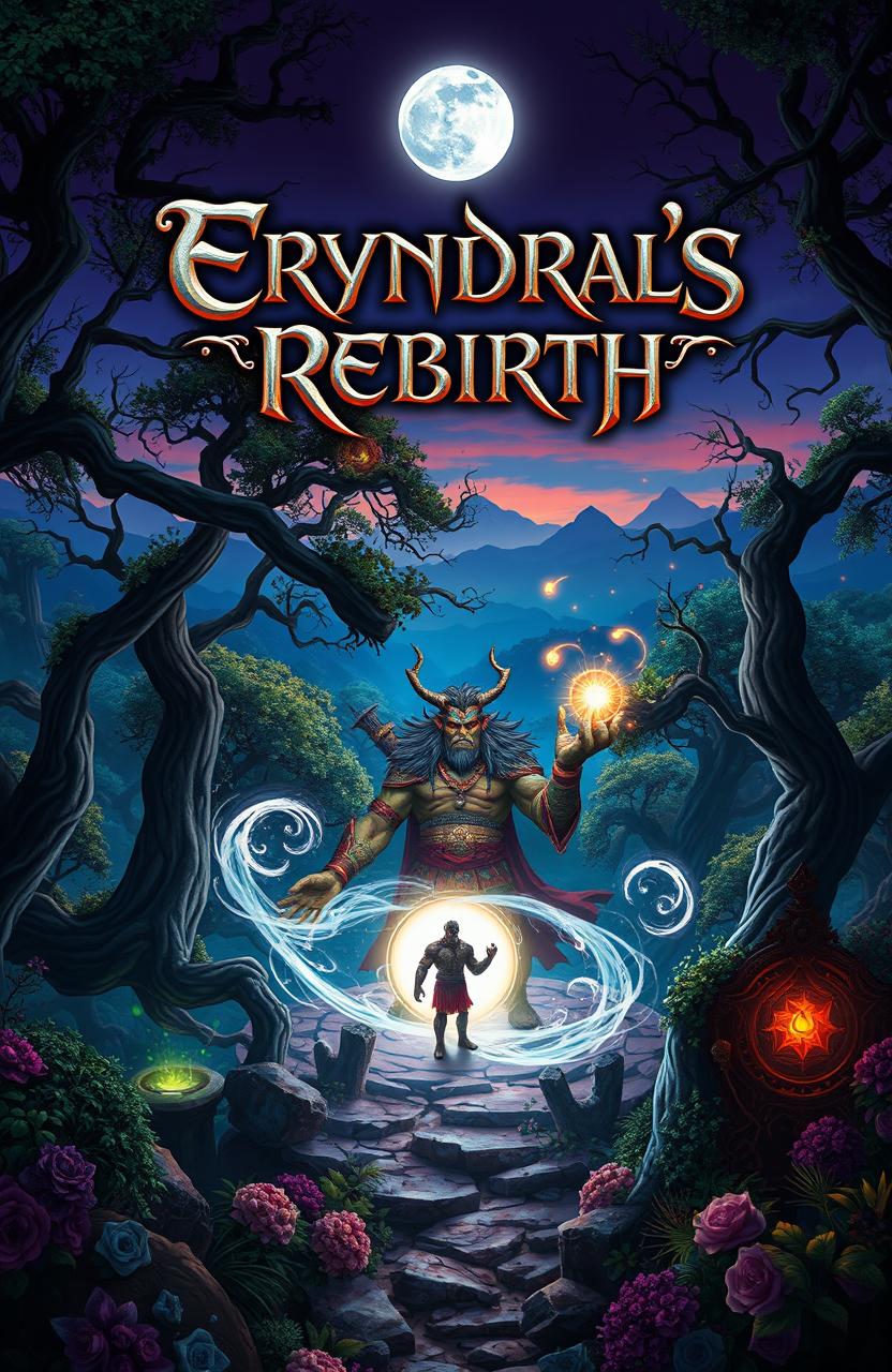 A captivating fantasy cover art for 'Eryndral's Rebirth,' envisioned by the Orc tribe