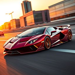 A high-performance sports car that combines the aggressive design elements of a Lamborghini and the sleek elegance of a Ferrari