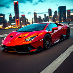 A stunning sports car that merges the bold and aggressive design of a Lamborghini with the refined elegance of a Ferrari