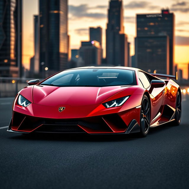 A stunning sports car that merges the bold and aggressive design of a Lamborghini with the refined elegance of a Ferrari