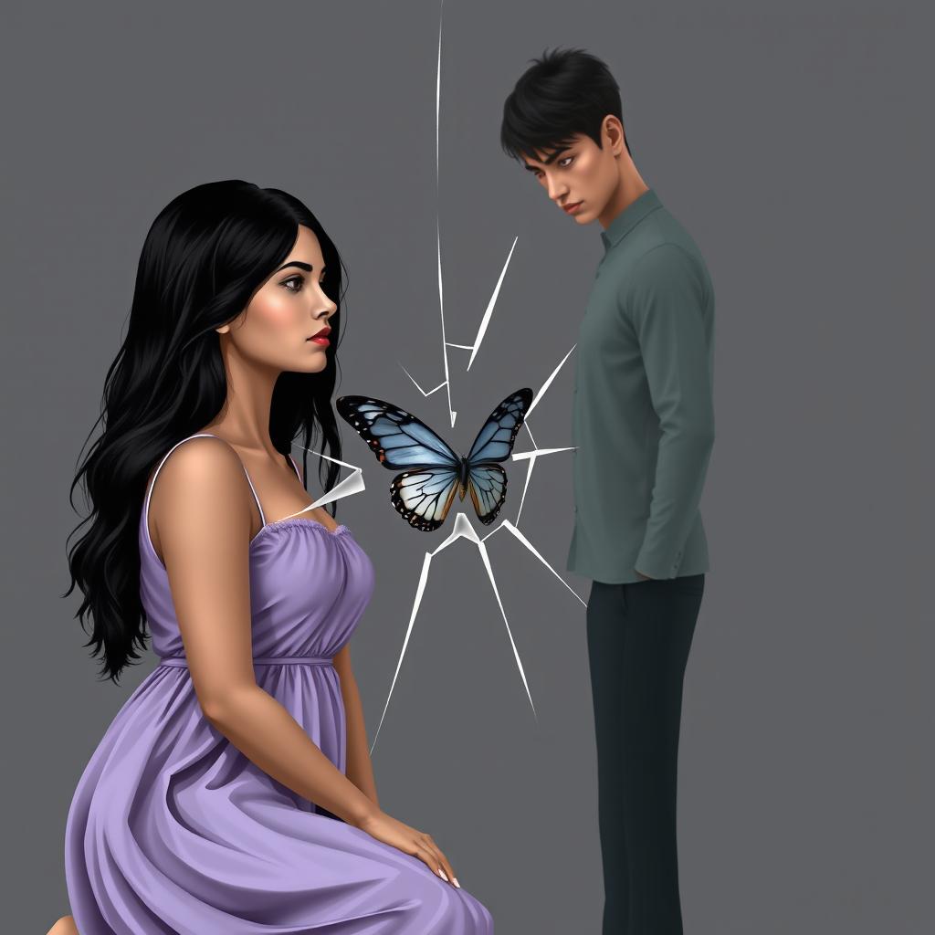 Design a book cover with a background in shades of gray and a shattered glass effect