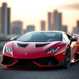 A sleek, high-performance sports car that combines the aggressive styling of a Lamborghini with the elegant design of a Ferrari