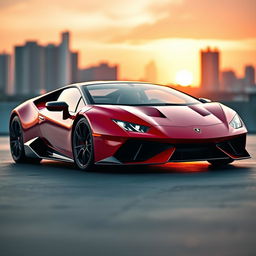 A sleek, high-performance sports car that combines the aggressive styling of a Lamborghini with the elegant design of a Ferrari