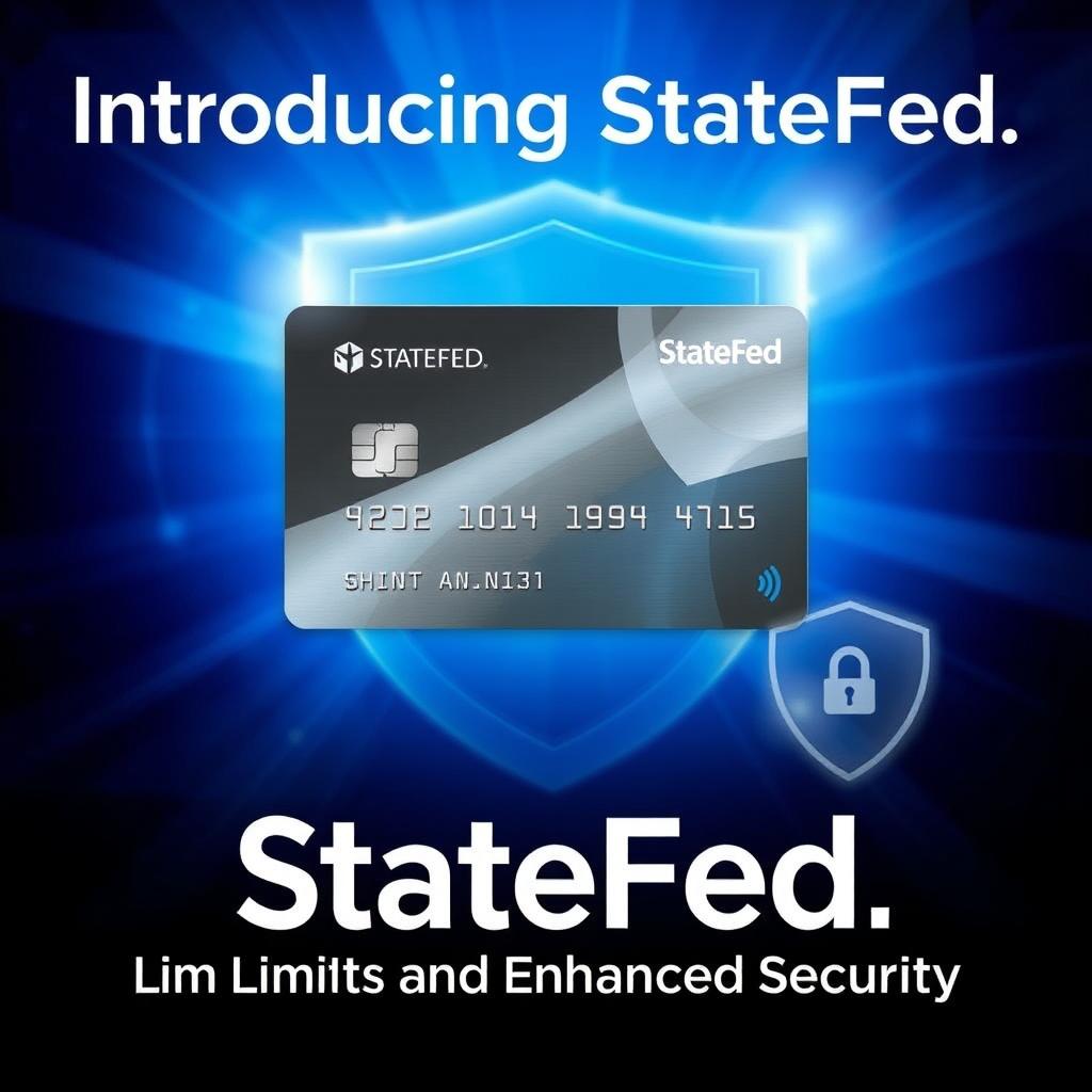 A modern and eye-catching advertisement for a popular high limit credit card named "StateFed", featuring a sleek and stylish design