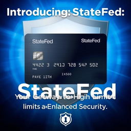 A modern and eye-catching advertisement for a popular high limit credit card named "StateFed", featuring a sleek and stylish design