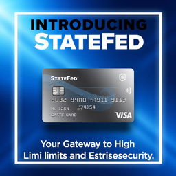 A modern and eye-catching advertisement for a popular high limit credit card named "StateFed", featuring a sleek and stylish design