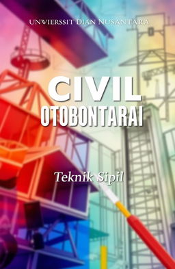 A professional book cover design for 'Universitas Dian Nusantara Otobiografi' with the subtitle 'Teknik Sipil'