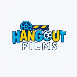 A sleek and modern logo design for 'HANGOUT FILMS', featuring bold, stylized typography that emphasizes the playful and creative nature of a film production studio