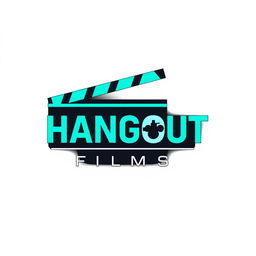 A creative wordmark logo design for a film production house named 'HANGOUT FILMS'