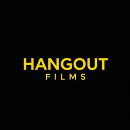 A sleek and contemporary wordmark logo for a modern film production house named 'HANGOUT FILMS', designed in a striking yellow and black color scheme
