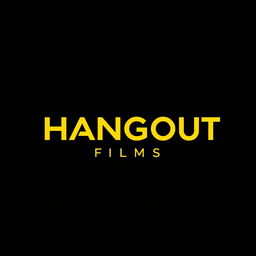 A sleek and contemporary wordmark logo for a modern film production house named 'HANGOUT FILMS', designed in a striking yellow and black color scheme