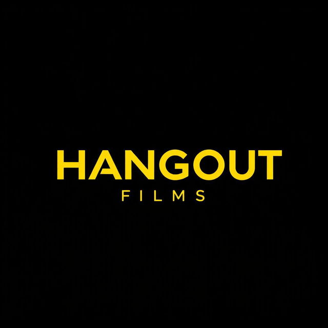 A sleek and contemporary wordmark logo for a modern film production house named 'HANGOUT FILMS', designed in a striking yellow and black color scheme