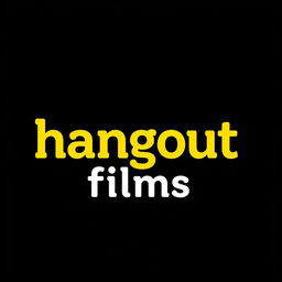 A modern and stylish wordmark logo for a film production house named 'hangout films', designed in a striking yellow and black color scheme