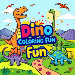 Another colorful and modern coloring book cover design with a dinosaur theme