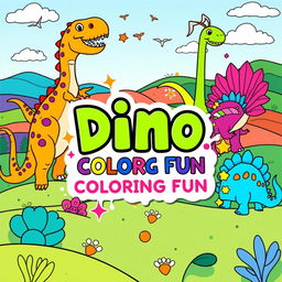 Another colorful and modern coloring book cover design with a dinosaur theme