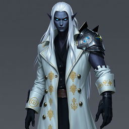 A tall Drow character named Jayce Kovacs standing confidently